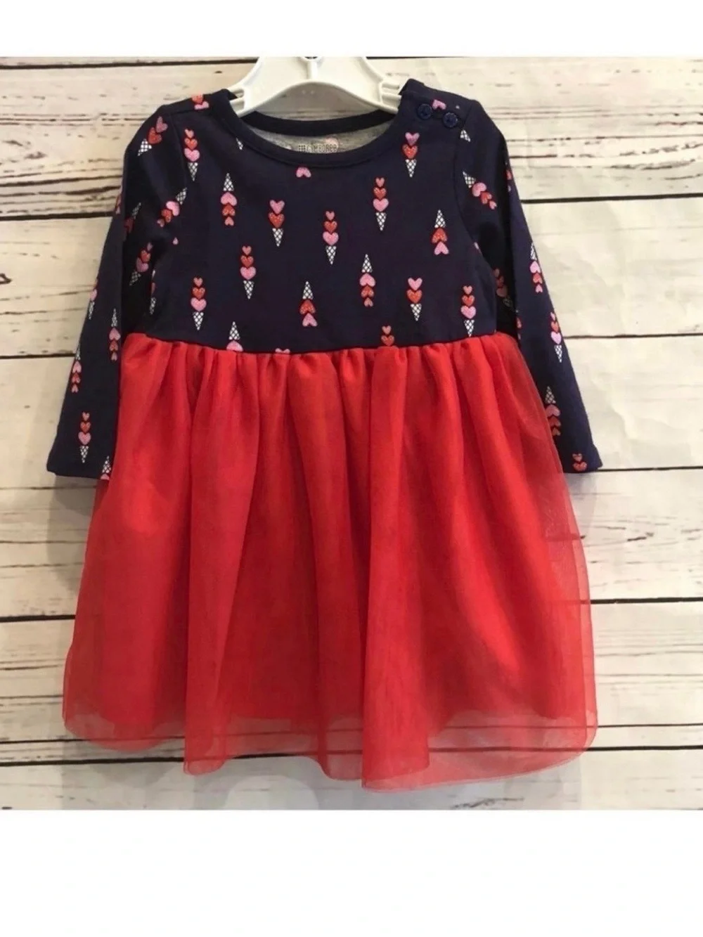 Gymboree Toddler Girl Valentines Day Dress Size 12-18 Month Red Tulle Hearts NWT